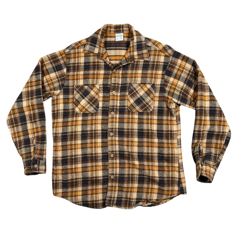 Vintage 70s Big Mac Flannel Shirt Men’s Large Tall Plaid Cotton JC Penney USA